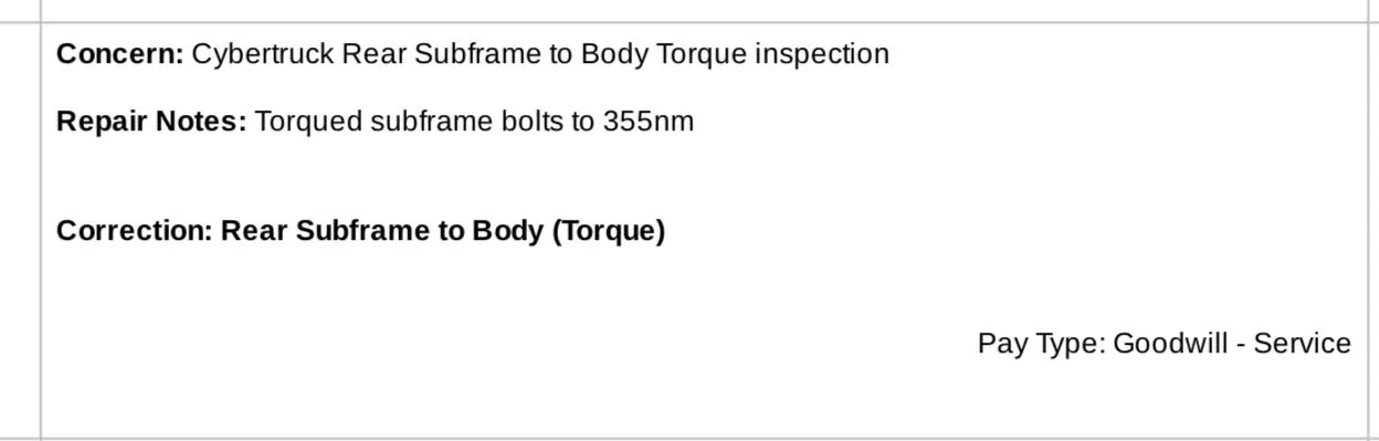 Tesla Cybertruck Service Bulletin: Cybertruck Rear Subframe to Body Torque Inspection IMG_6332