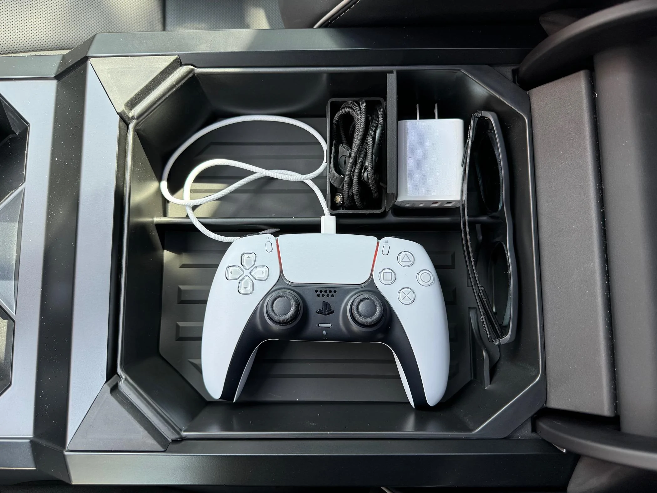 Tesla Cybertruck Center Console Upper and Lower Organizers from EVVida/BestEvMod IMG_6478