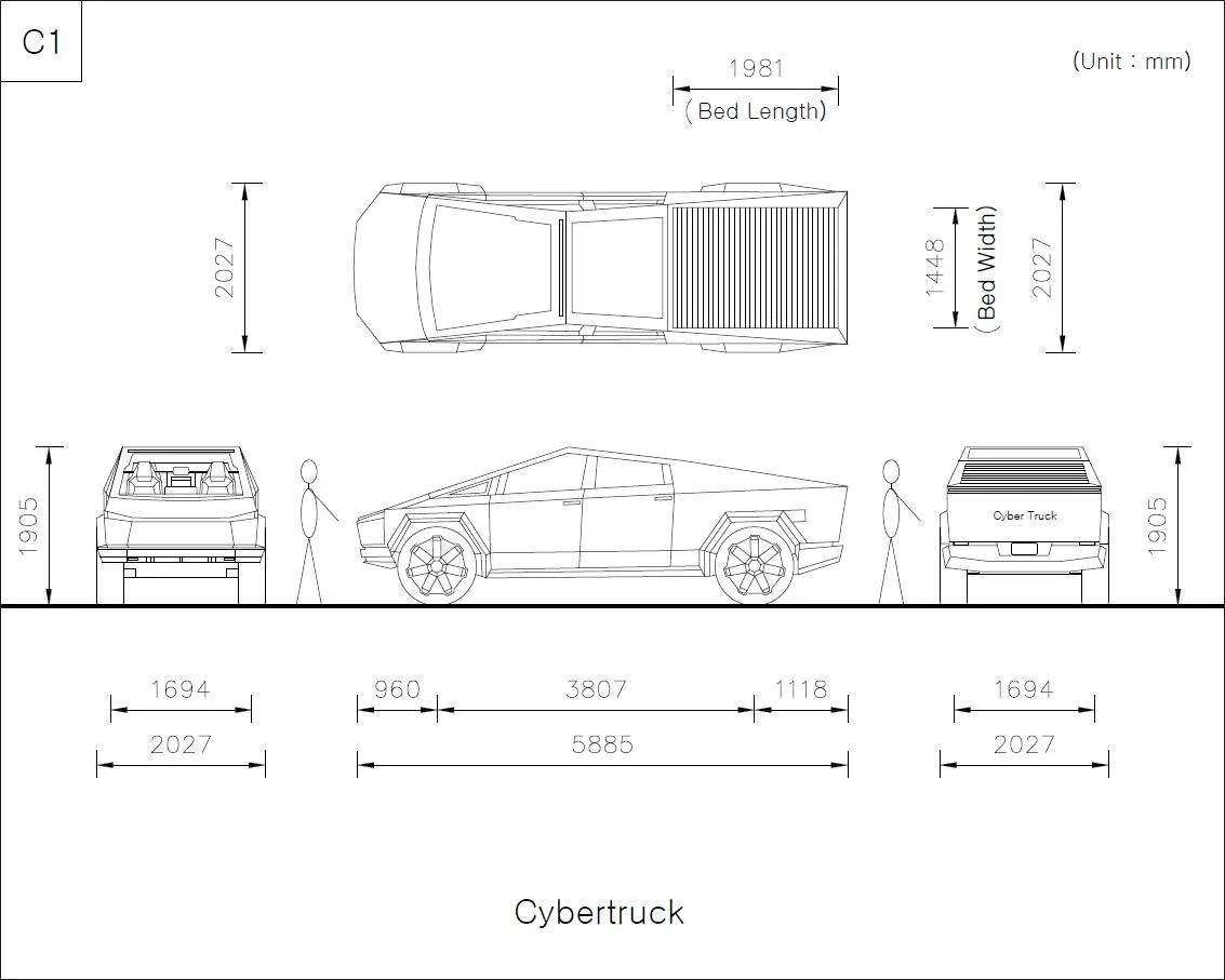 Tesla Cybertruck Cybertruck camper drawings C1