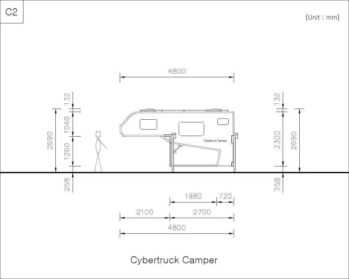 Tesla Cybertruck Cybertruck camper drawings C2
