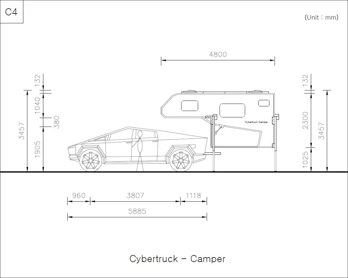 Tesla Cybertruck Cybertruck camper drawings C4