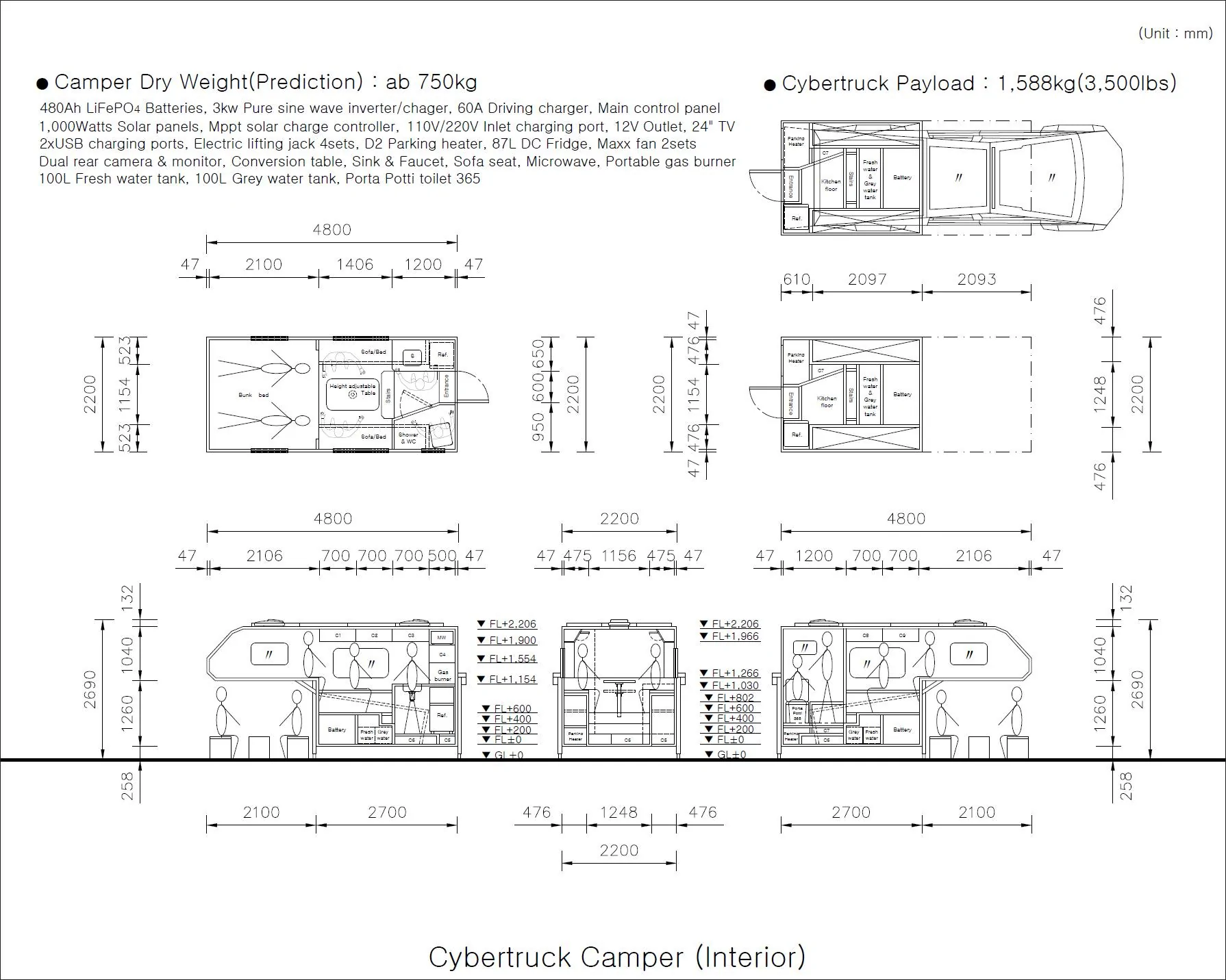Tesla Cybertruck Cybertruck camper drawings 2-Cybertruck camper(Int)-20210221