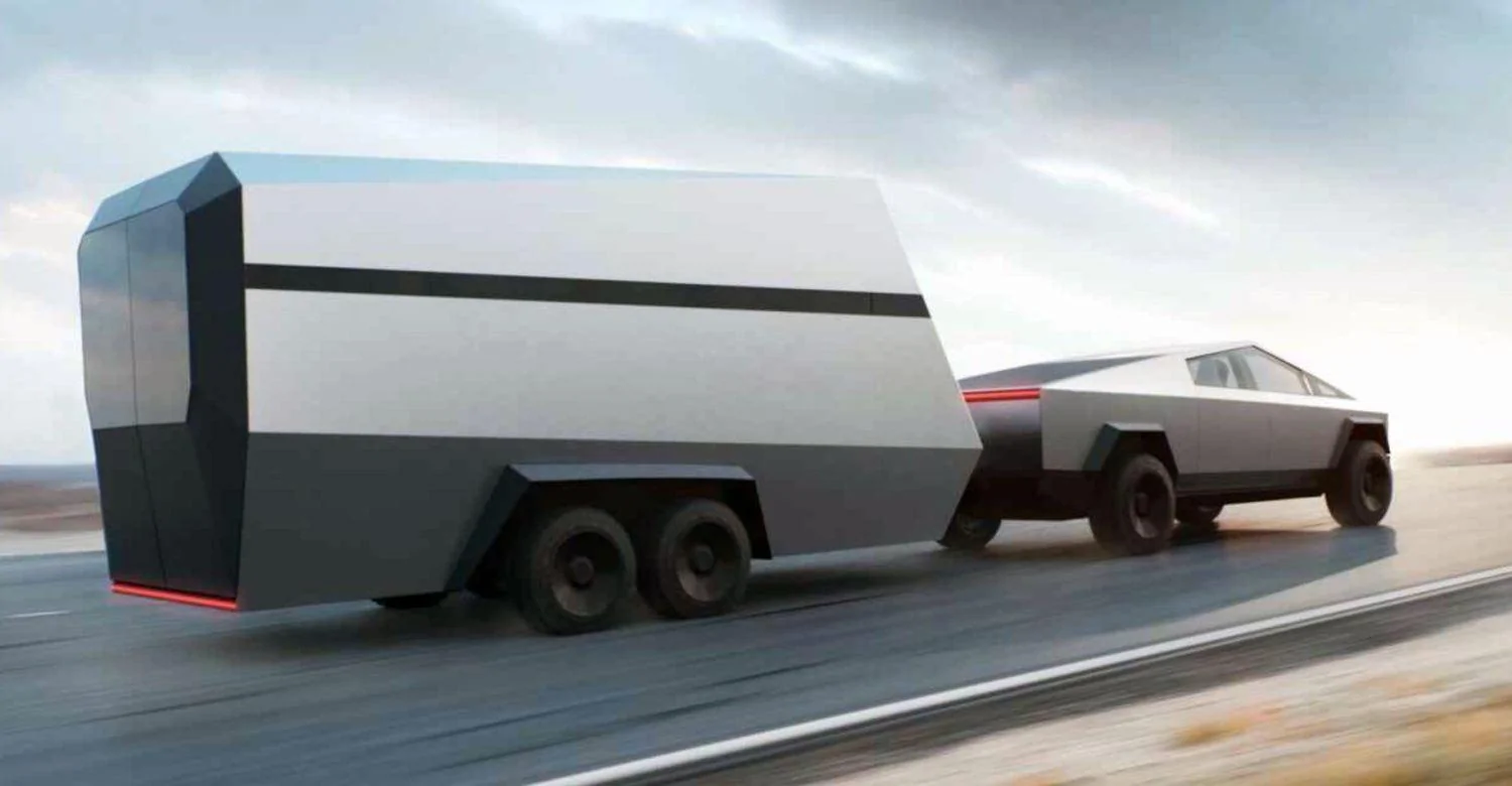 Tesla Cybertruck Elon Musk: Tesla Cybertruck electric pickup will be able to power a camper Tesla-Cybertruck-trailer-1500