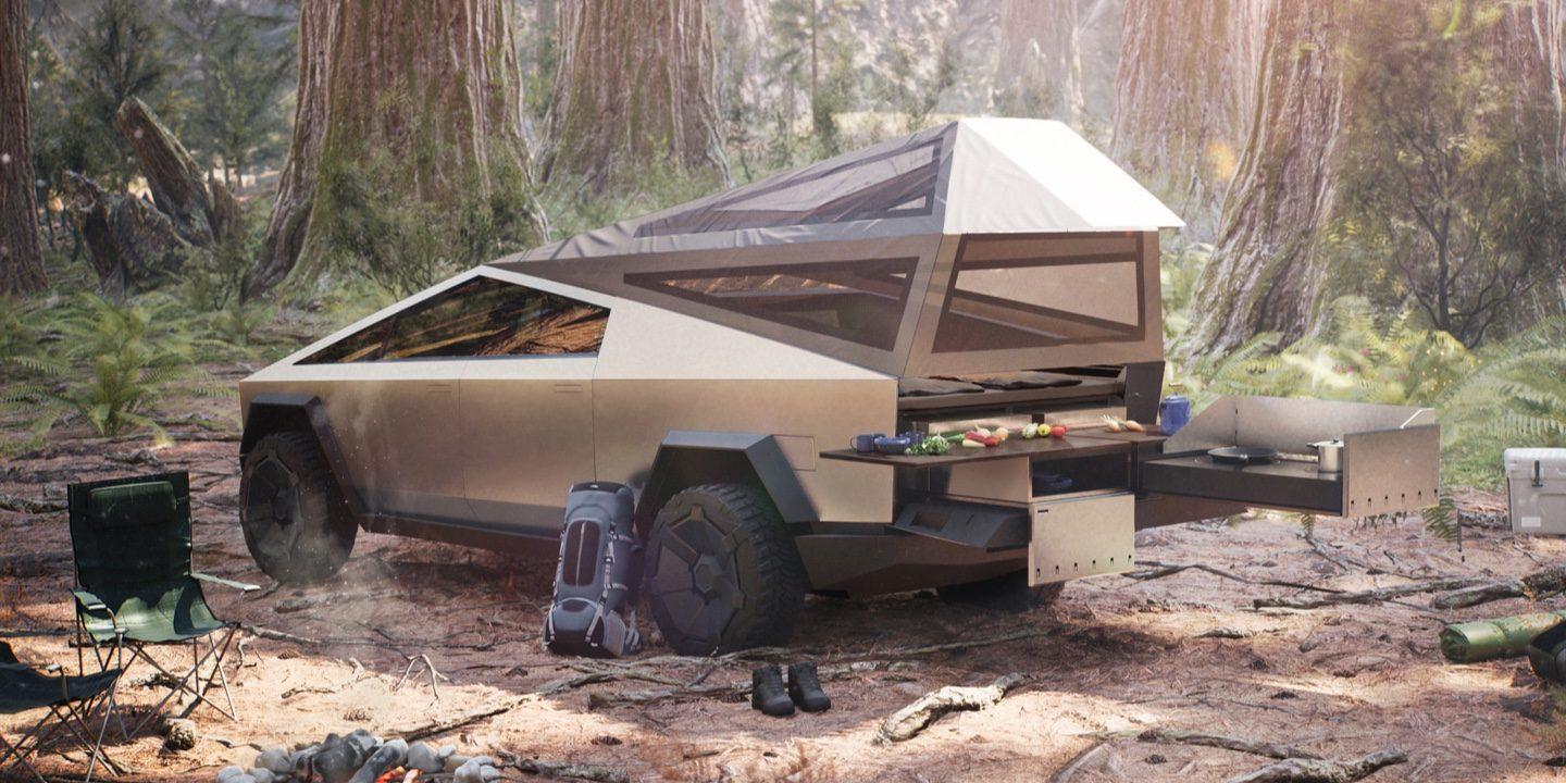Tesla Cybertruck Elon Musk: Tesla Cybertruck electric pickup will be able to power a camper Tesla-Cybertruck-camper