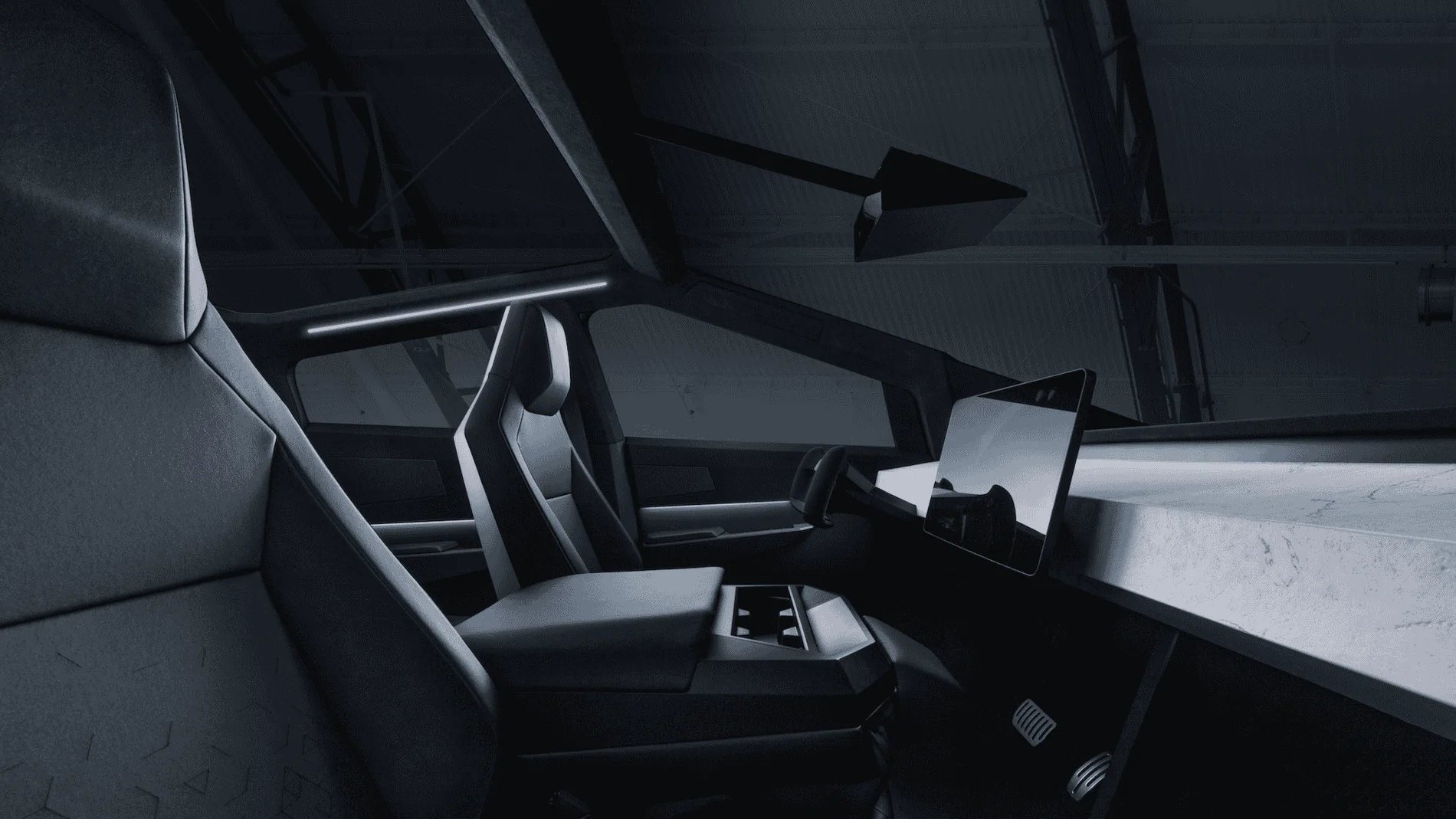 Tesla Cybertruck Hoping for a 5 seater option and remove the 3rd seat in the front. 1615593089055