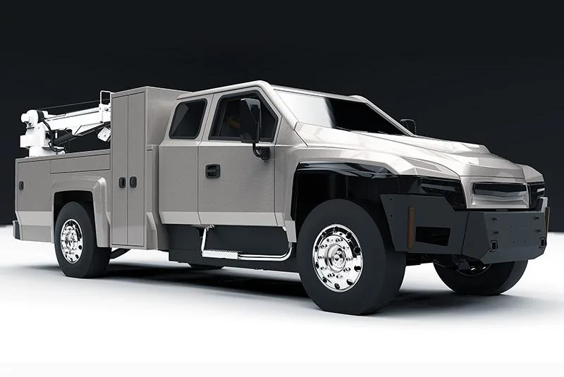 Tesla Cybertruck Minnesota startup sees a growing niche market for electric work trucks zeus-electric-truck-utility-tools-hoist