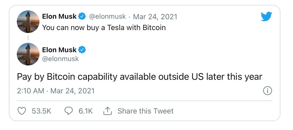 Tesla Cybertruck Tesla launches Bitcoin payments for vehicle orders in US, other territories to follow 6D7DF000-B9FA-4B3A-BB3F-DB4D10081C5B