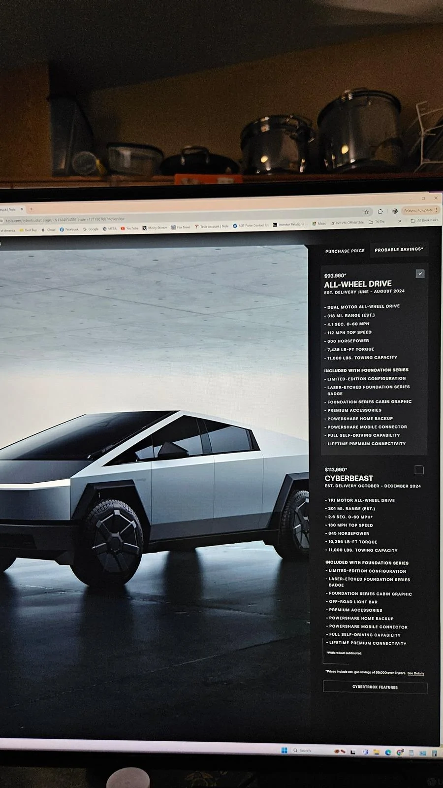 Tesla Cybertruck Do I order the Foundation Beast or wait? My order number was in the 114xxxx's. Can I wait , should for all the bugs to be fixed or just do it? 20240607_173729