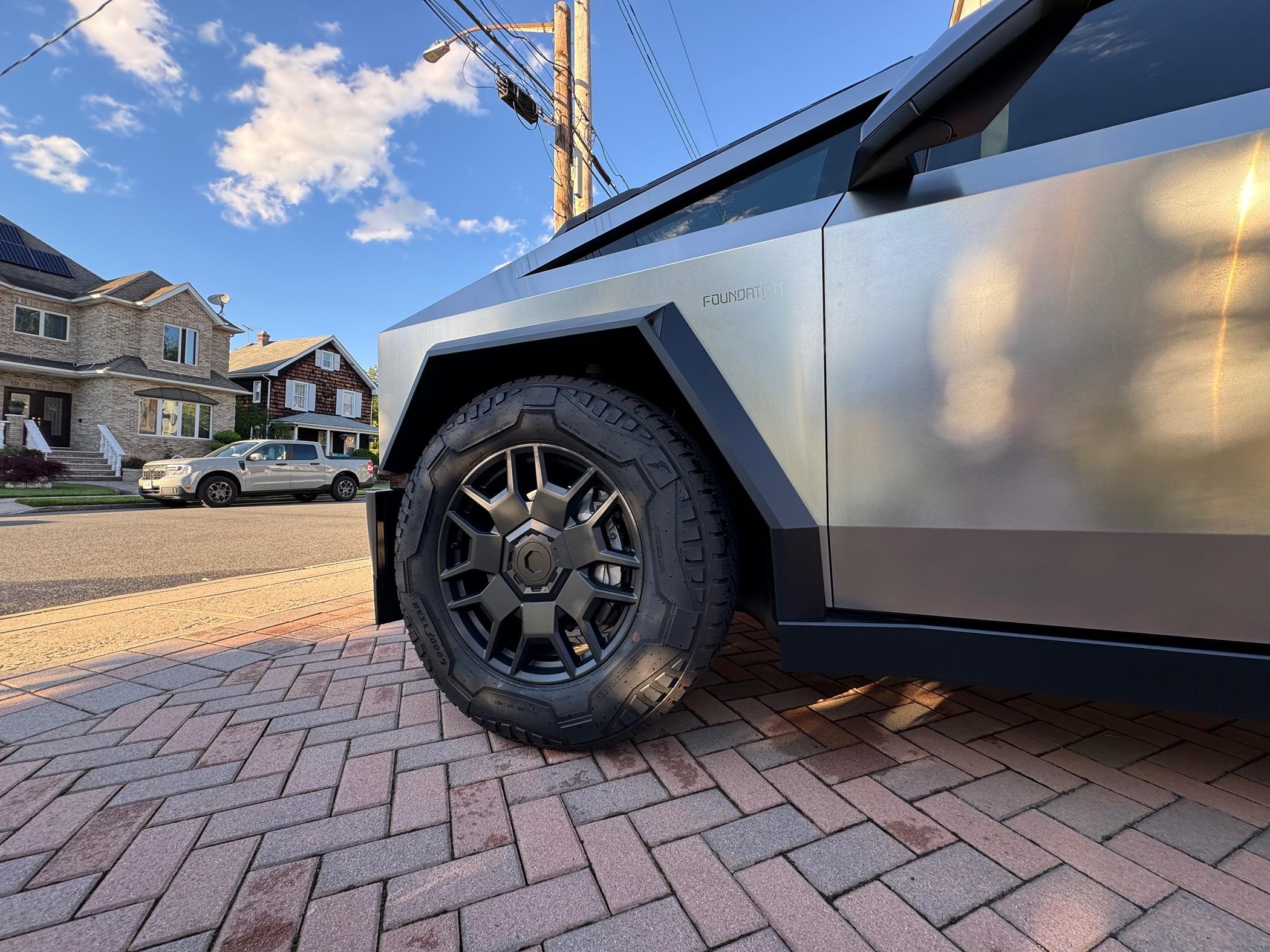 Tesla Cybertruck Cybertruckco aluminum locking wheel caps installed - review and pics IMG_0087