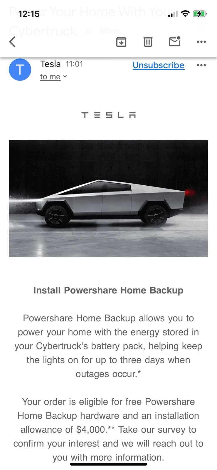 Tesla Cybertruck All Foundation Series owners will receive $2,500 voucher for Tesla Shop (to purchase Powershare Home Backup Equipment or other products) IMG_0274