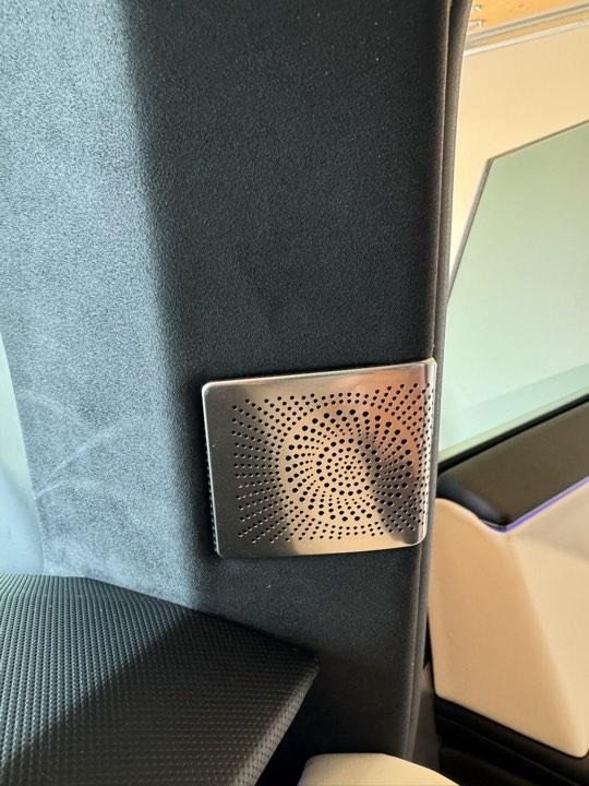 Tesla Cybertruck How do you like these speaker area stainless covers 59b6ae2a7523edae9888dece80b2aeb