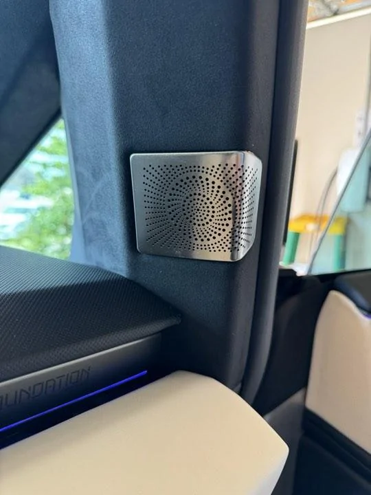 Tesla Cybertruck How do you like these speaker area stainless covers 5e7d692c25b17a880f24dc0d6a6f933