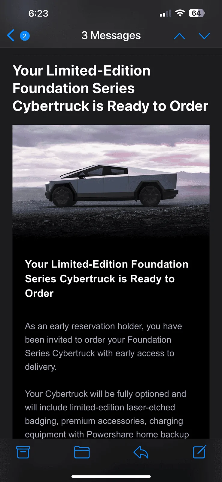 Tesla Cybertruck Received Foundation Series Invite... questions IMG_5289
