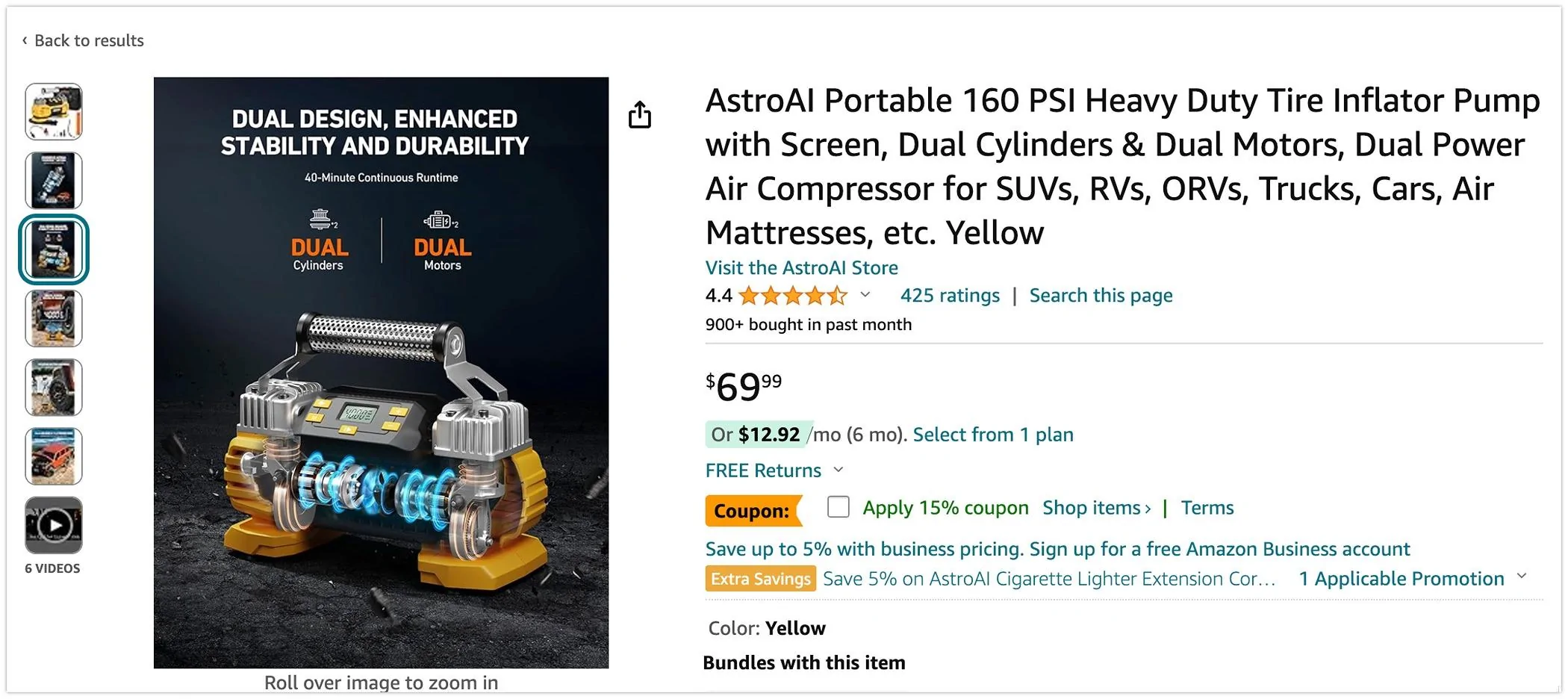 Tesla Cybertruck Tesla Cybertruck Air Compressor Ultra now Late 2024 availability Amazon.com: AstroAI Portable 160 PSI Heavy Duty Tire Inflator Pump with Screen, Dual Cylinder