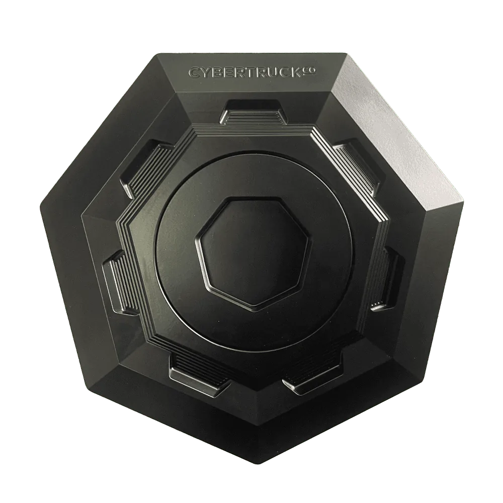 Tesla Cybertruck Have found an excellent alternative to wheel covers: Cybertruck center caps cybertruckco-cybertruck-billet-aluminum-locking-center-wheel-caps-3