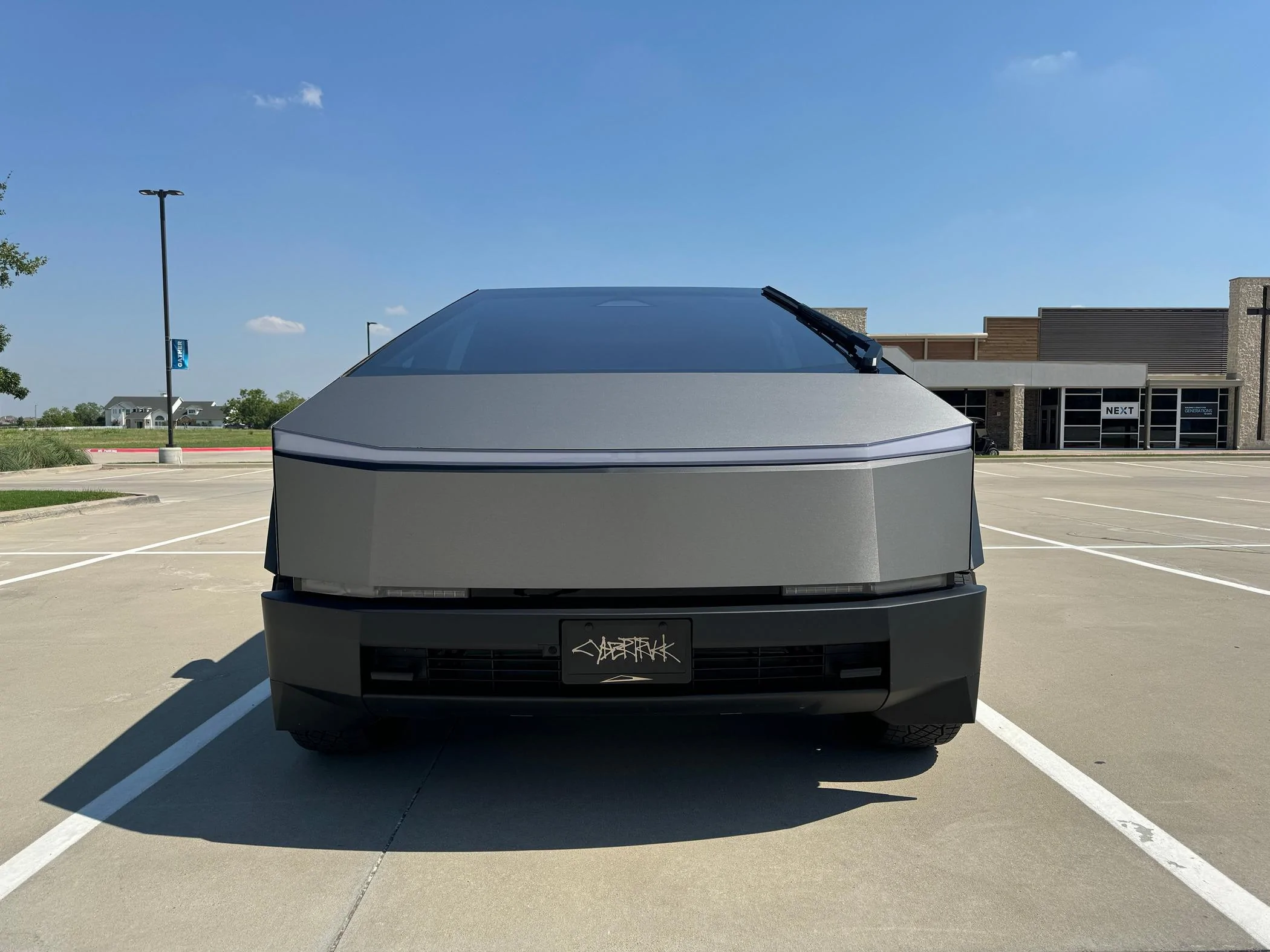 Tesla Cybertruck 3M Brushed Metallic Titanium Wrap Installed IMG_6607