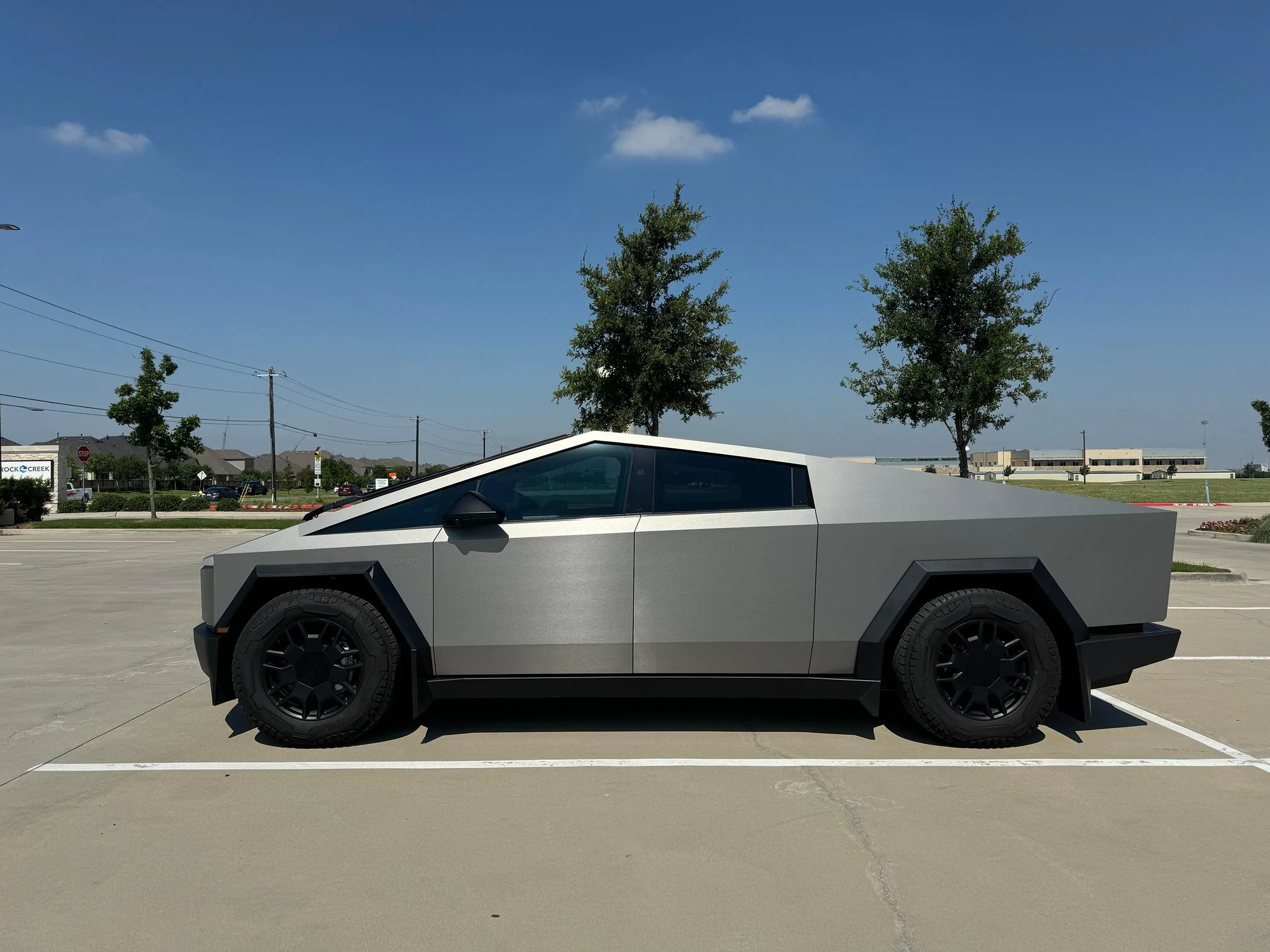Tesla Cybertruck 3M Brushed Metallic Titanium Wrap Installed IMG_6604