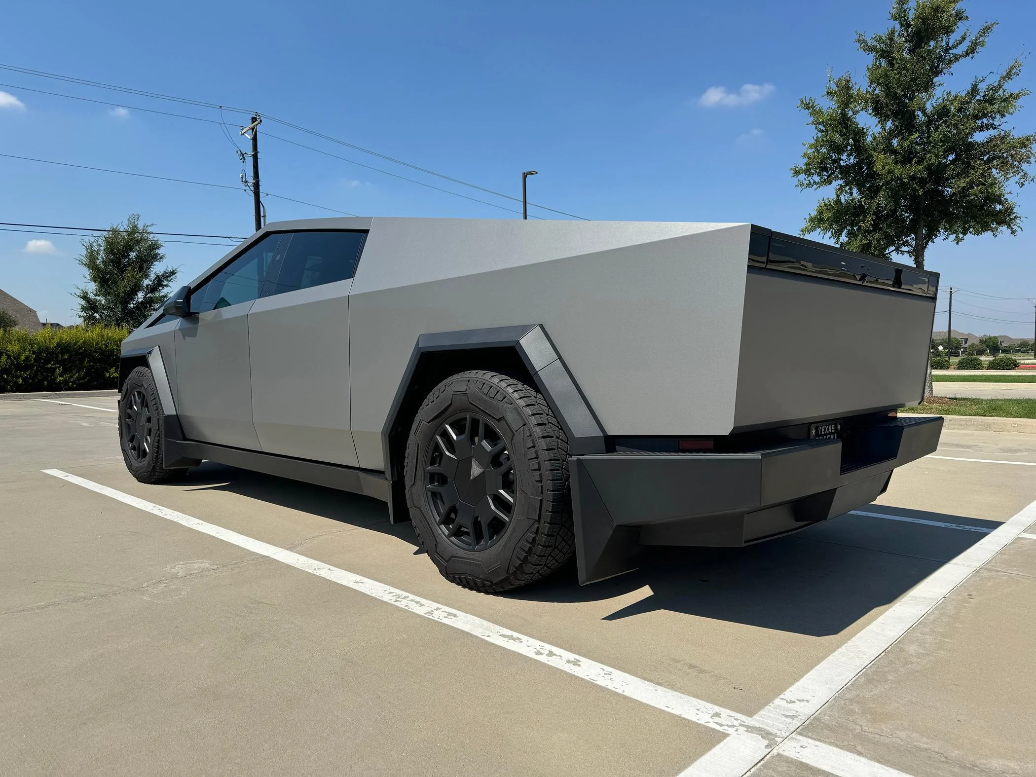 Tesla Cybertruck 3M Brushed Metallic Titanium Wrap Installed IMG_6606