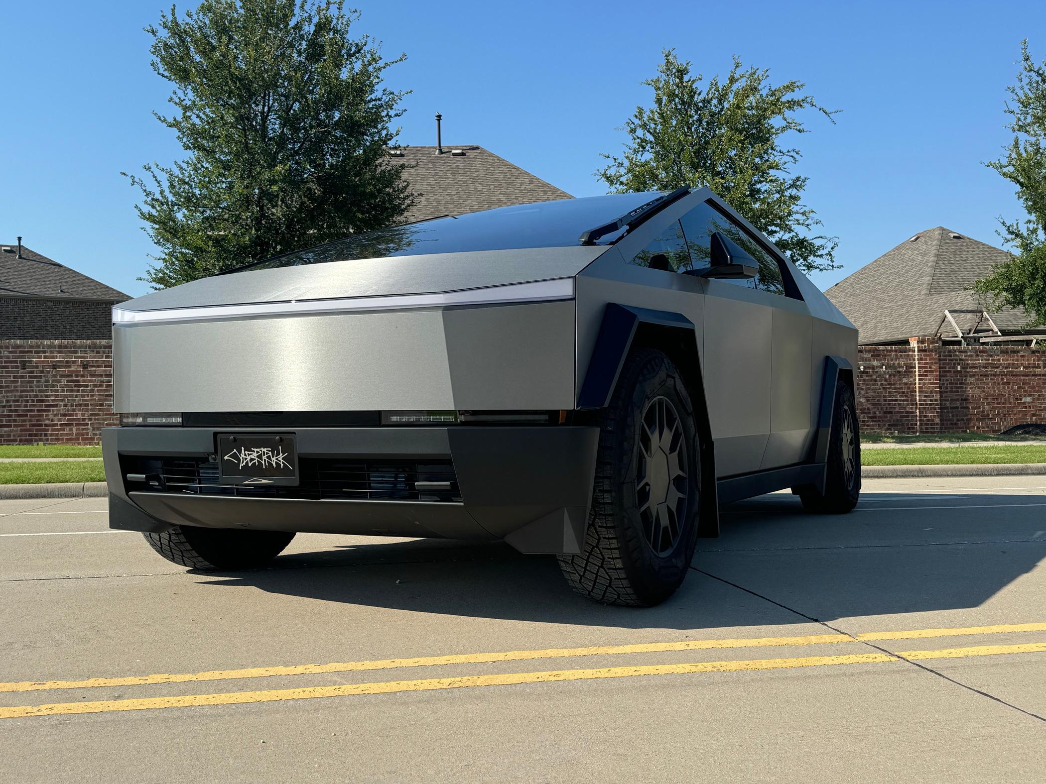 Tesla Cybertruck 3M Brushed Metallic Titanium Wrap Installed IMG_6598