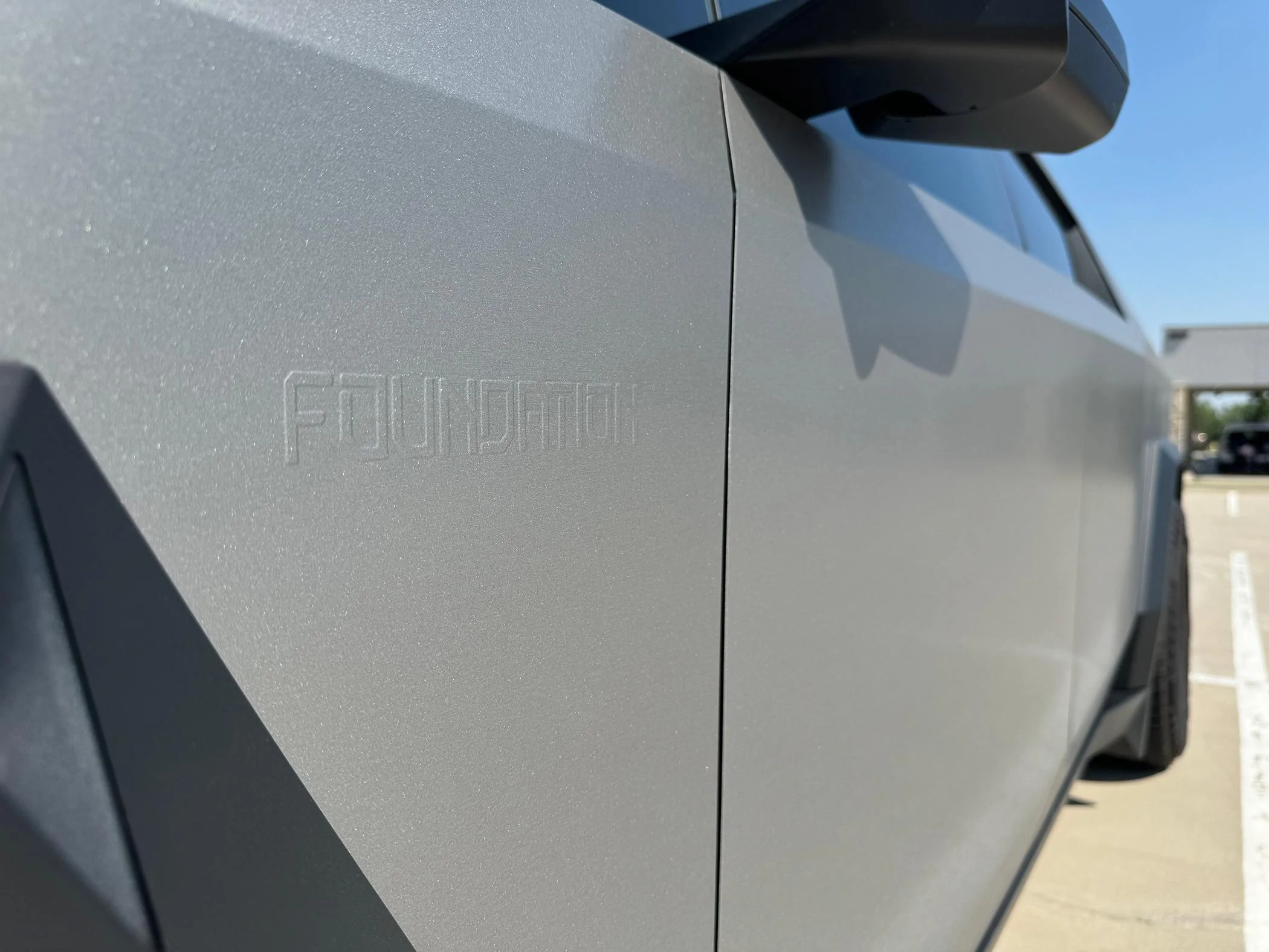 Tesla Cybertruck 3M Brushed Metallic Titanium Wrap Installed IMG_6608
