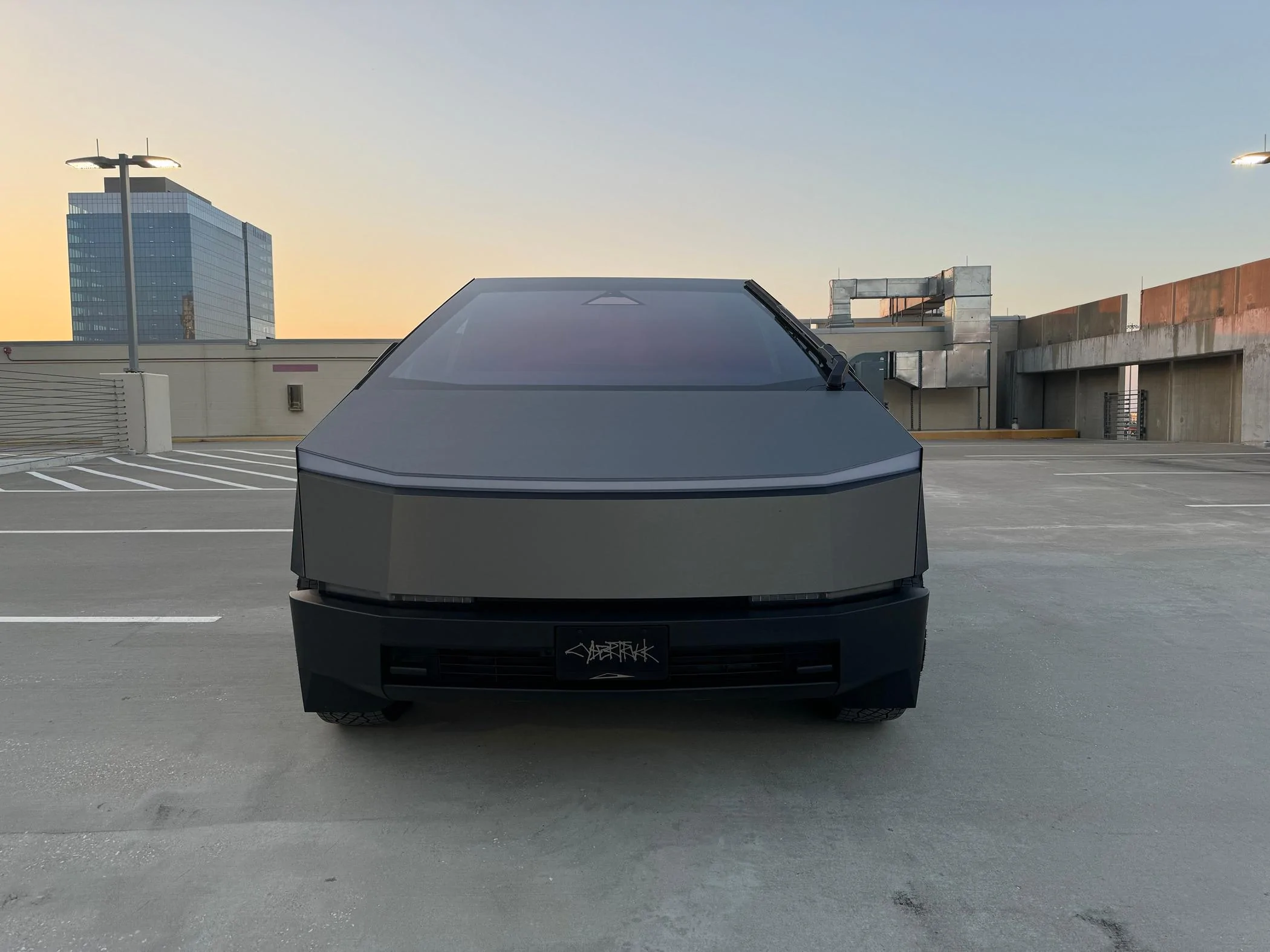 Tesla Cybertruck 3M Brushed Metallic Titanium Wrap Installed IMG_6592