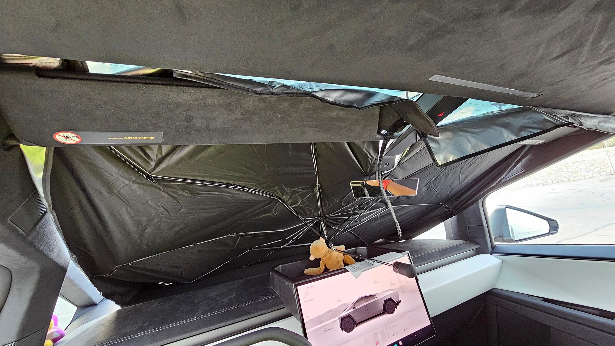 Tesla Cybertruck Front windshield sun shade -- why no aftermarket options? 20240614_175803