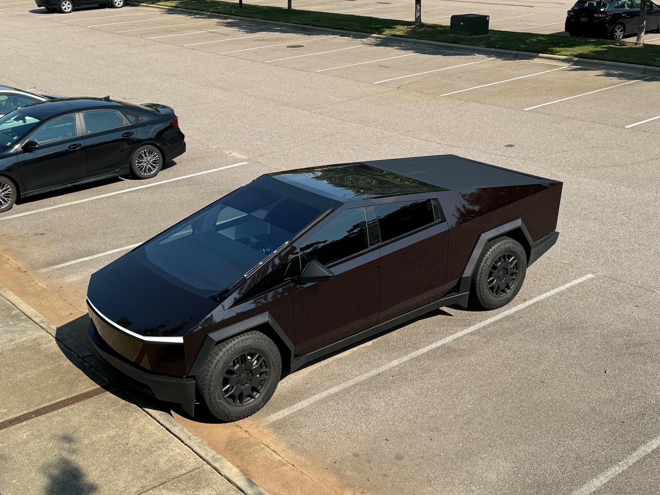 Tesla Cybertruck UPPF Black Phantom Red wrap looks awesome IMG_1355