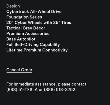 Tesla Cybertruck Change to White interior today (in Maryland), VIN in 5mins and delivery on friday CT_order