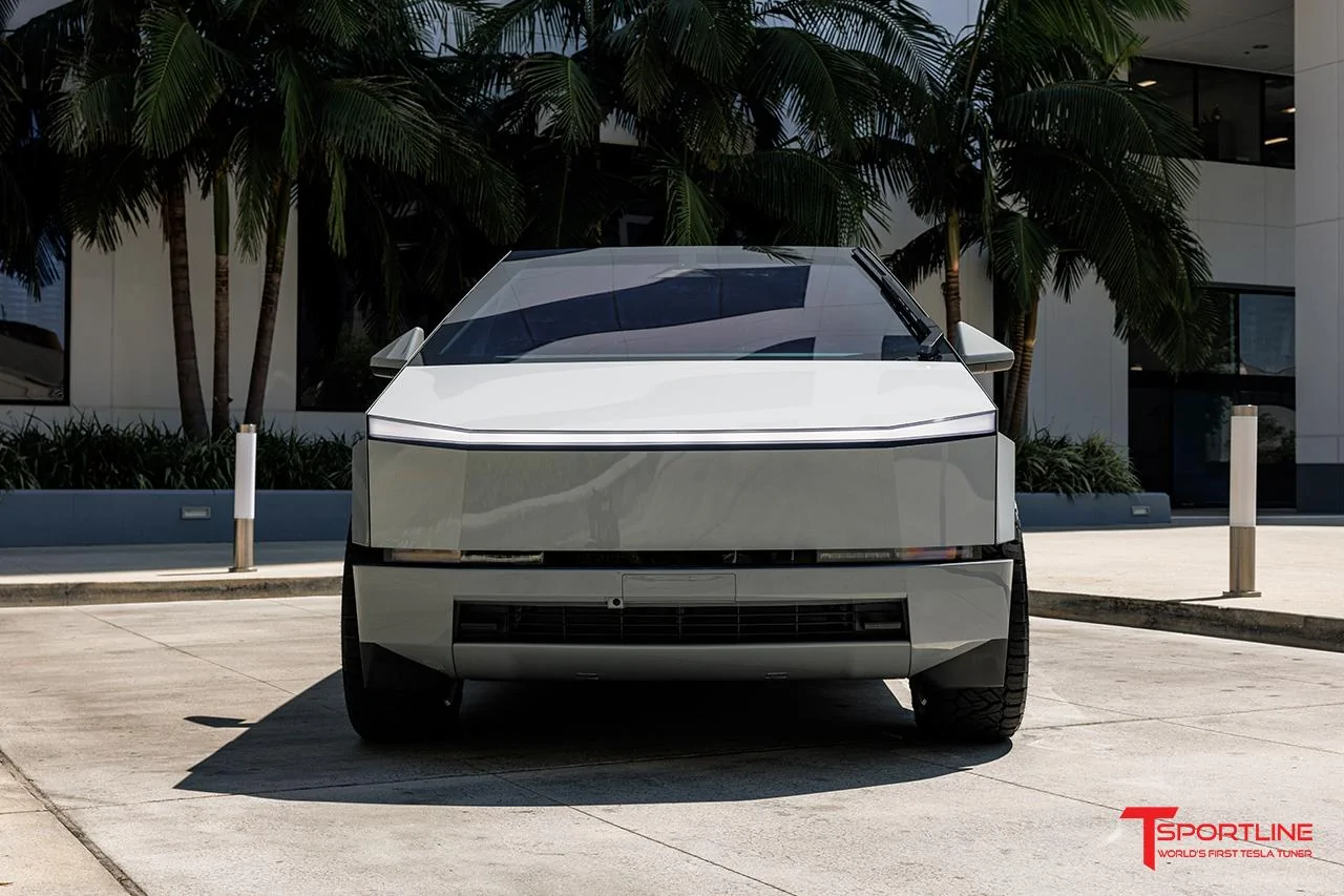 Tesla Cybertruck Triple Chalk Grey Cybertruck w/ wrapped bumpers and 24" Monoblock wheels cig-cozy-gallery-11917lqe-inozetek-chalk-grey-cybertruck-24-inch-aftermarket-wheels-ctm-custo