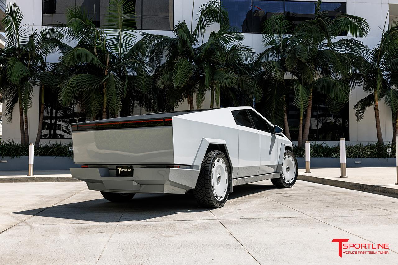 Tesla Cybertruck Triple Chalk Grey Cybertruck w/ wrapped bumpers and 24" Monoblock wheels cig-cozy-gallery-11917nVF-inozetek-chalk-grey-cybertruck-24-inch-aftermarket-wheels-ctm-custom