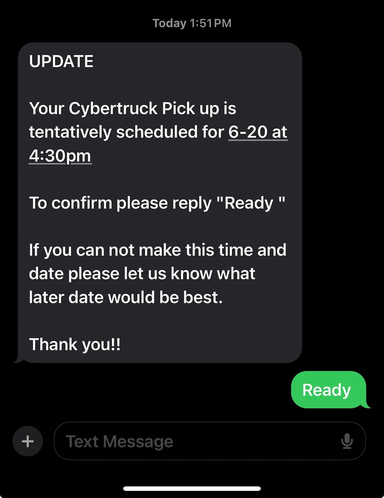 Tesla Cybertruck Cybertruck Deliveries Suspended Temporarily -- due to windshield wiper motor issue IMG_8907