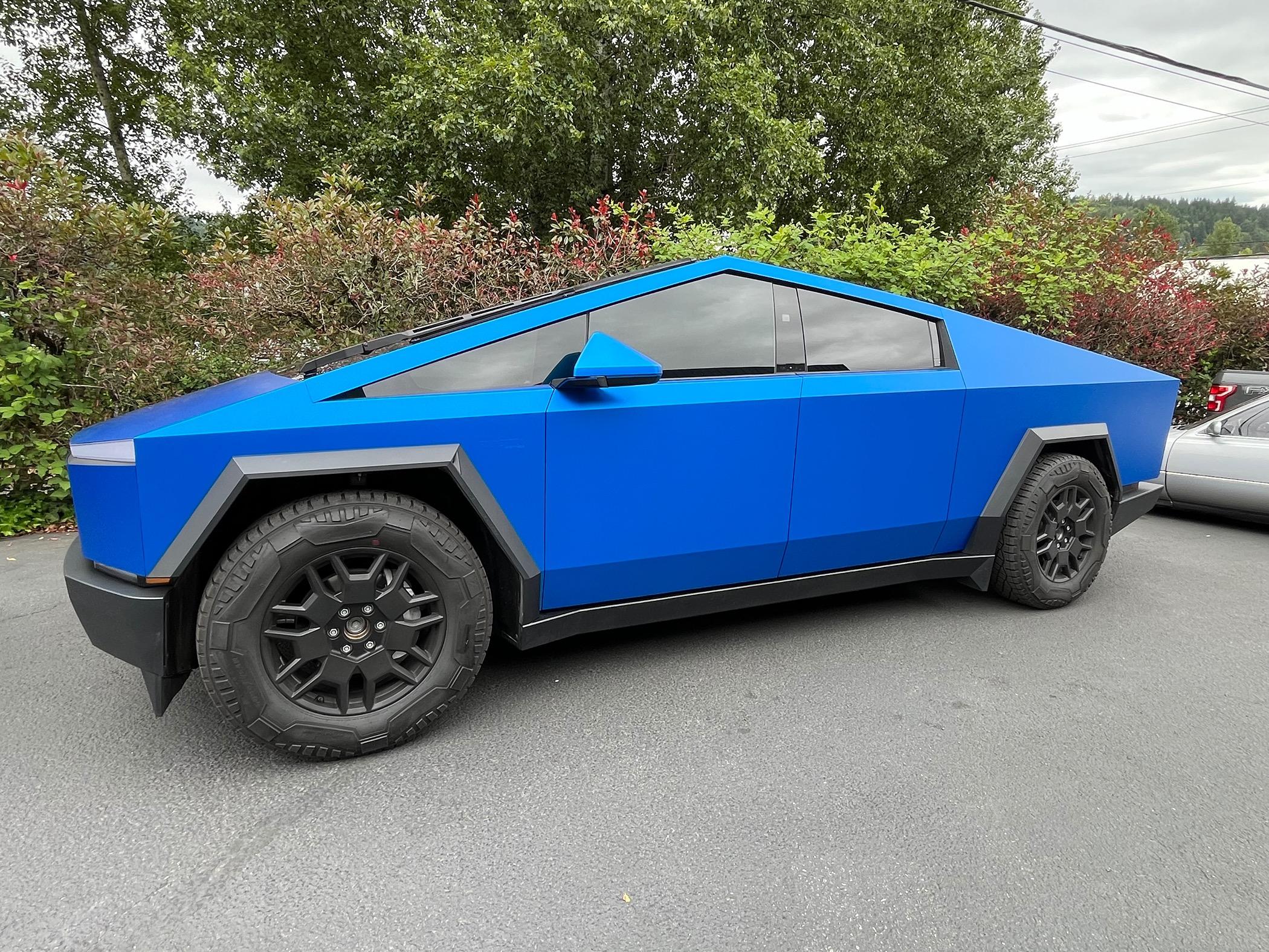 Tesla Cybertruck KPMF Matte Iced Blue Titanium Wrapped Cybertruck IMG_7420