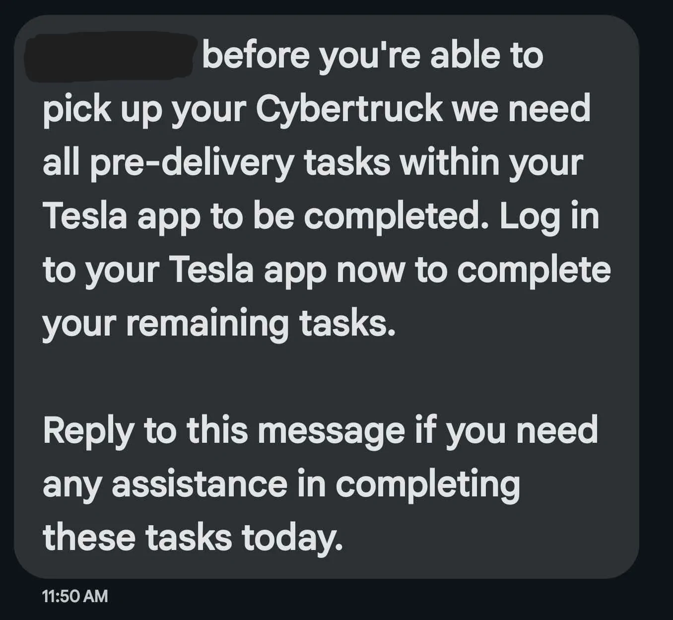 Tesla Cybertruck Text messages- Cyberbeast FS order? Cyberbeast Text messag