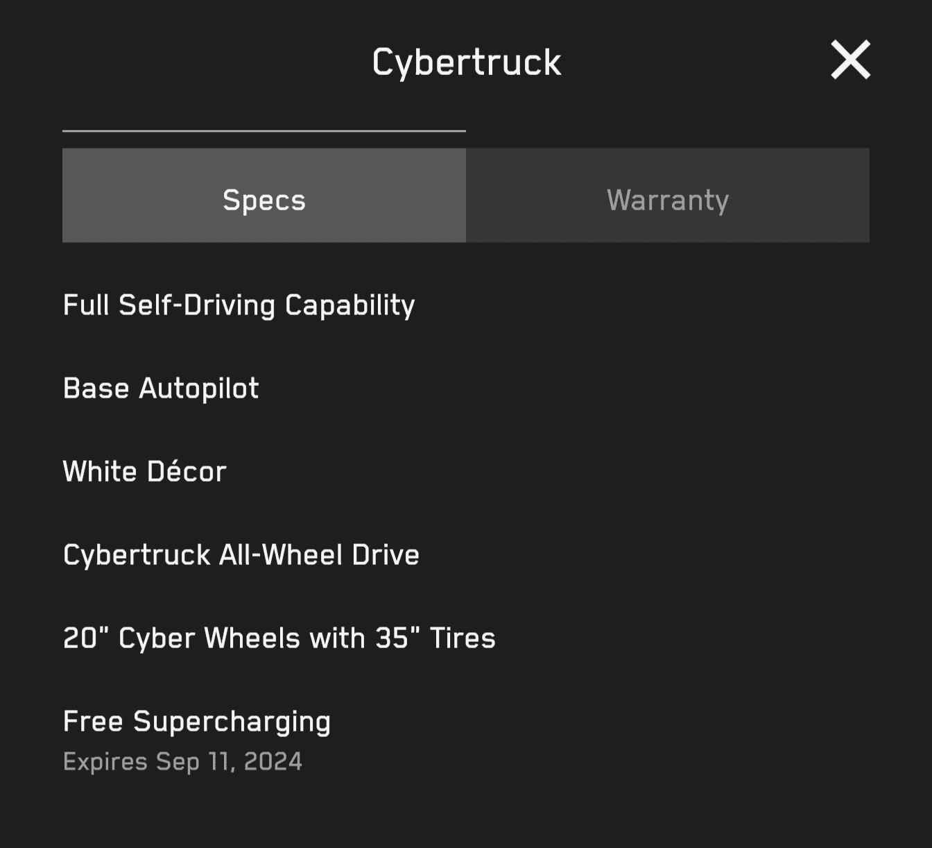 Tesla Cybertruck Received email: Free Supercharging for a year. 1718943653636-qj