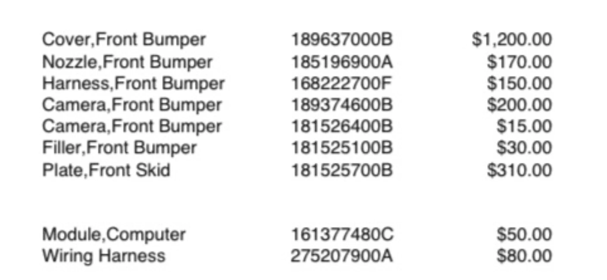 Tesla Cybertruck Front end / bumper damage isn’t cheap - almost $3K repair bill (parts list attached) IMG_4230