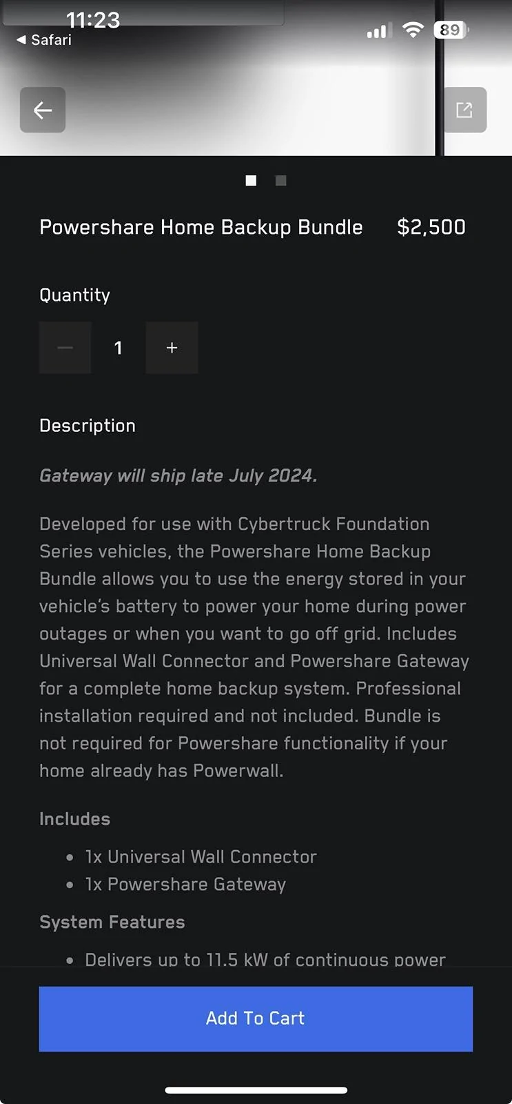 Tesla Cybertruck Universal Wall Connector still being included with Foundation Series? IMG_7029
