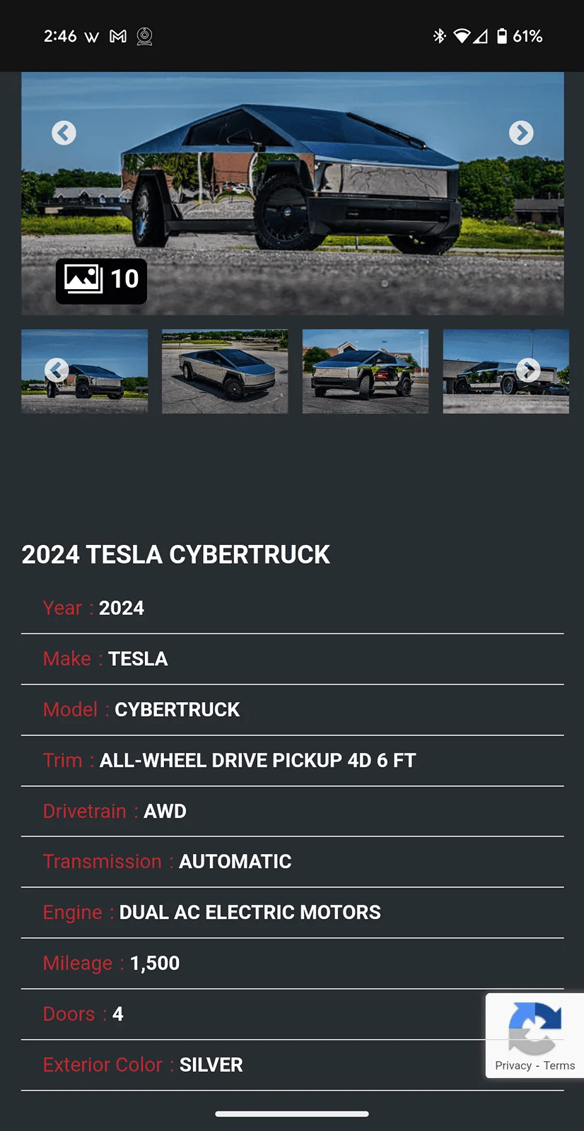 Tesla Cybertruck Polished Cybertruck for sale! $149,999 Screenshot_20240623-144612