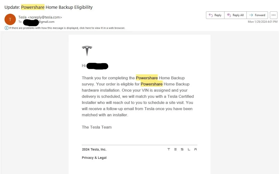 Tesla Cybertruck PowerShare Ordering Process - Is this Normal? PowerShare-1-29-24