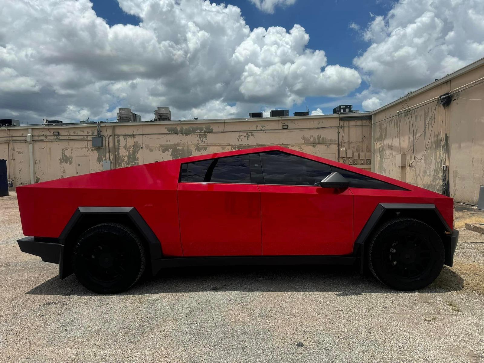 Tesla Cybertruck Teckwrap True Blood (Red) Wrap with Cybertruck lettering logo on tailgate Teckwrap True Blood (Red) Wrap with Cybertruck lettering logo on tailgate 1