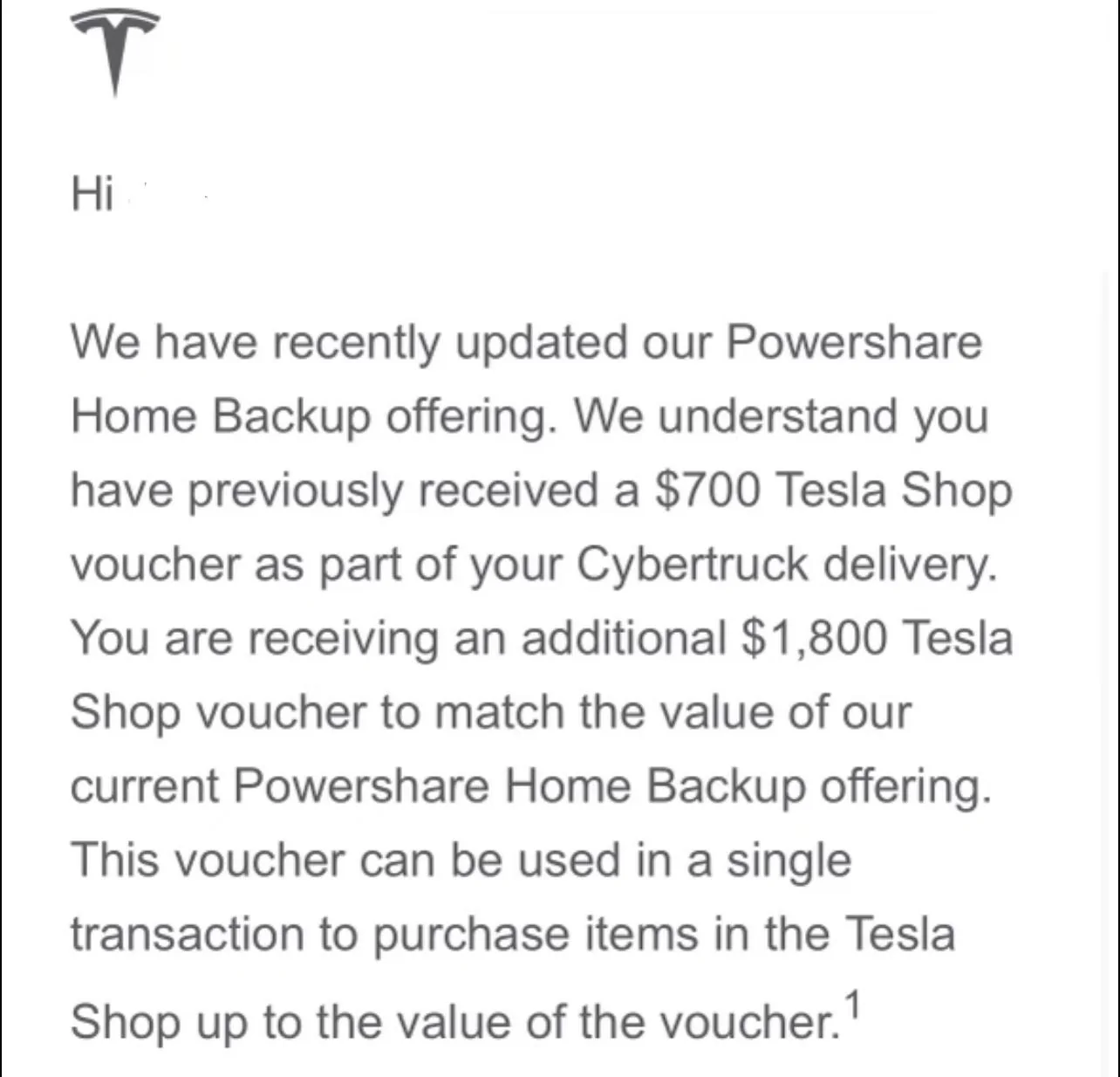 Tesla Cybertruck Tesla changed the Powershare benefit for FS CT orders - from $4000 credit to $2500 voucher IMG_3803