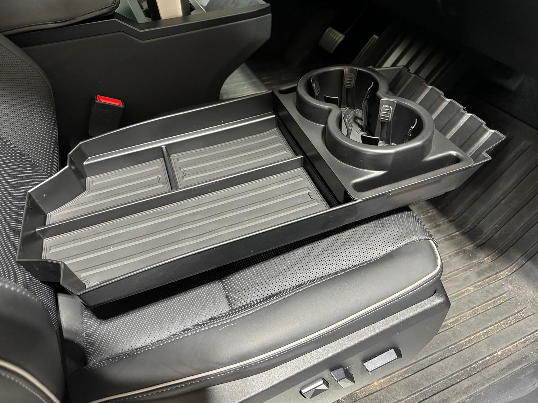 Tesla Cybertruck Installed a Lower Center Console Floor Organizer IMG_6720