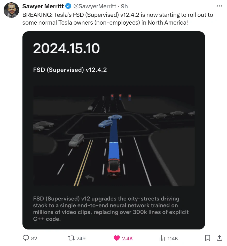Tesla Cybertruck Anyone with a Cybertruck getting this FSD update yet? (v12.4.2) 1719844170395-ez