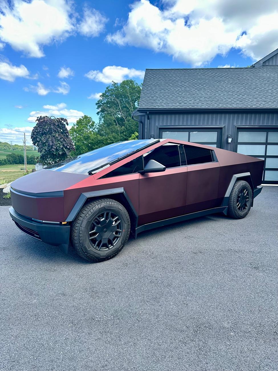Tesla Cybertruck KPMF Absolute Matte Mythos Red + Smoked Lightbar IMG_5553