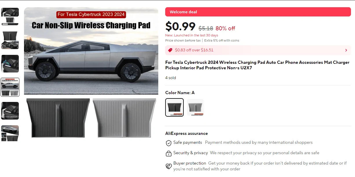 Tesla Cybertruck Source for Low Cost Cybertruck Accessories charging pad