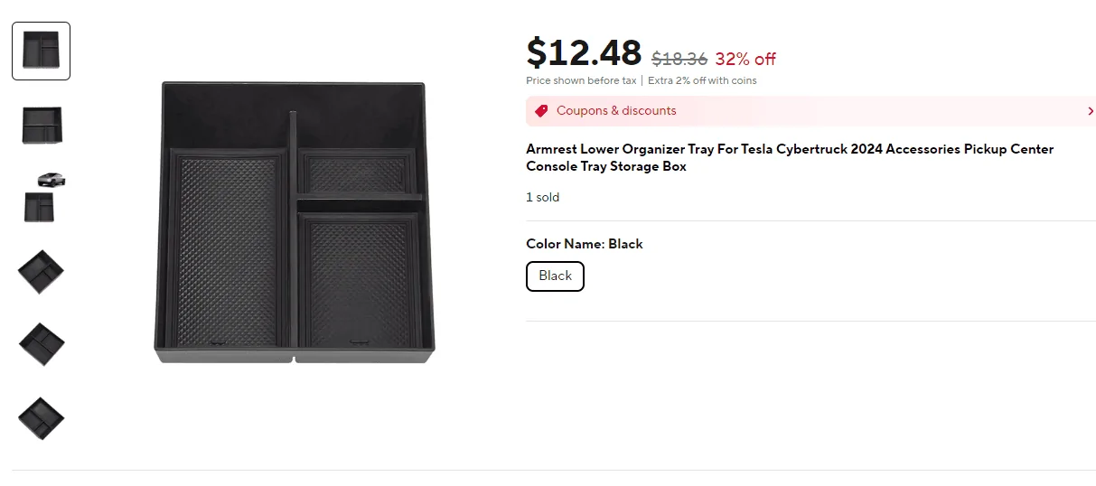 Tesla Cybertruck Source for Low Cost Cybertruck Accessories armrest organizer