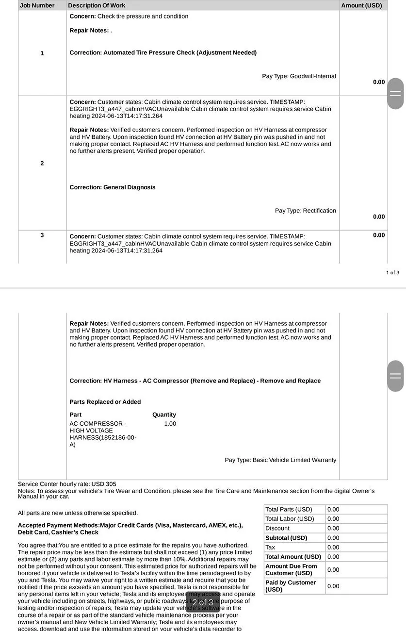 Tesla Cybertruck HVAC Broken - Stopped Cooling Screenshot_20240703_071308_Word