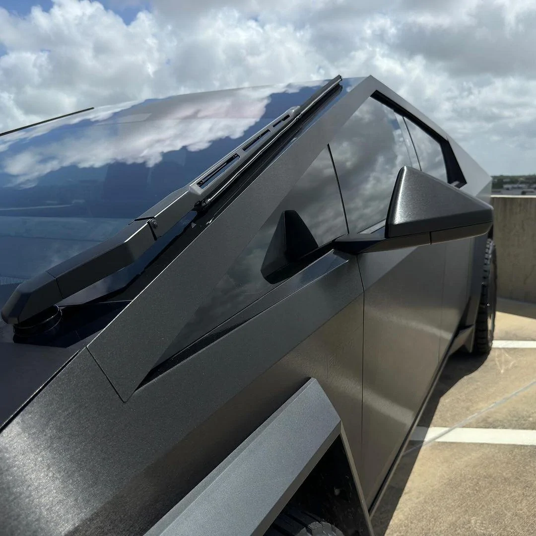 Tesla Cybertruck BLACK Vinyl Wrap & PPF Cybertruck -- Photos & Videos Brushed Black Stainless Steel Cybertruck by Signature Customs 7