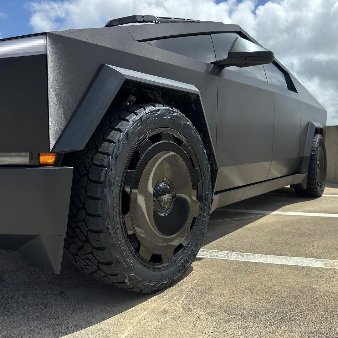 Tesla Cybertruck BLACK Vinyl Wrap & PPF Cybertruck -- Photos & Videos Brushed Black Stainless Steel Cybertruck by Signature Customs 6