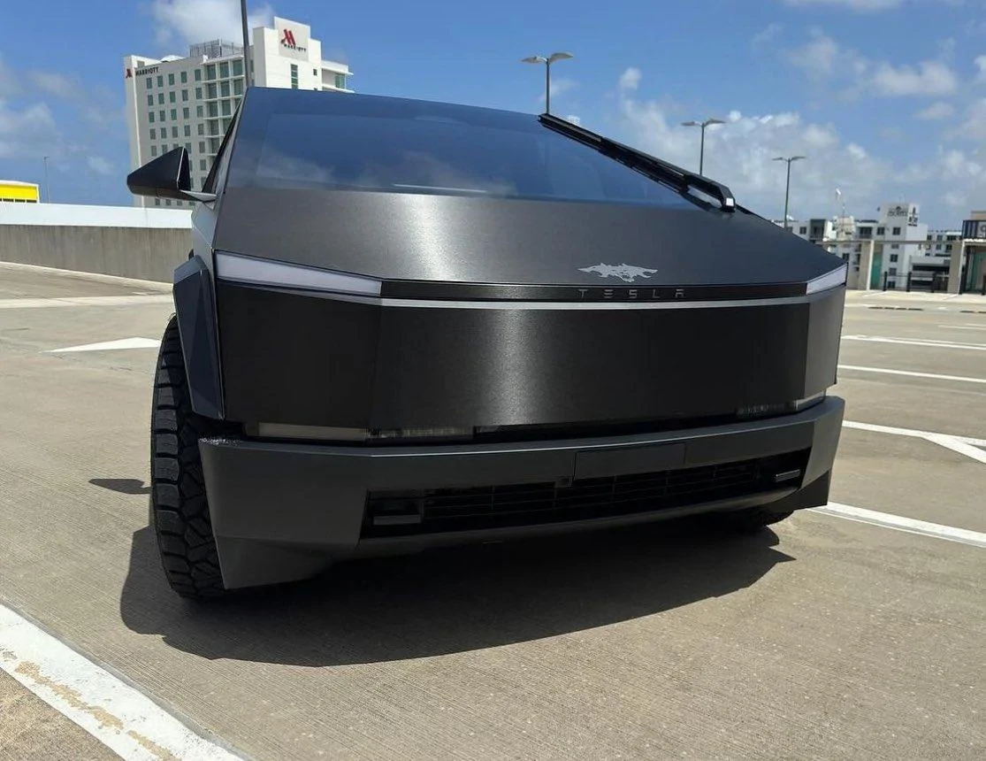 Tesla Cybertruck BLACK Vinyl Wrap & PPF Cybertruck -- Photos & Videos Brushed Black Stainless Steel Cybertruck by Signature Customs 2