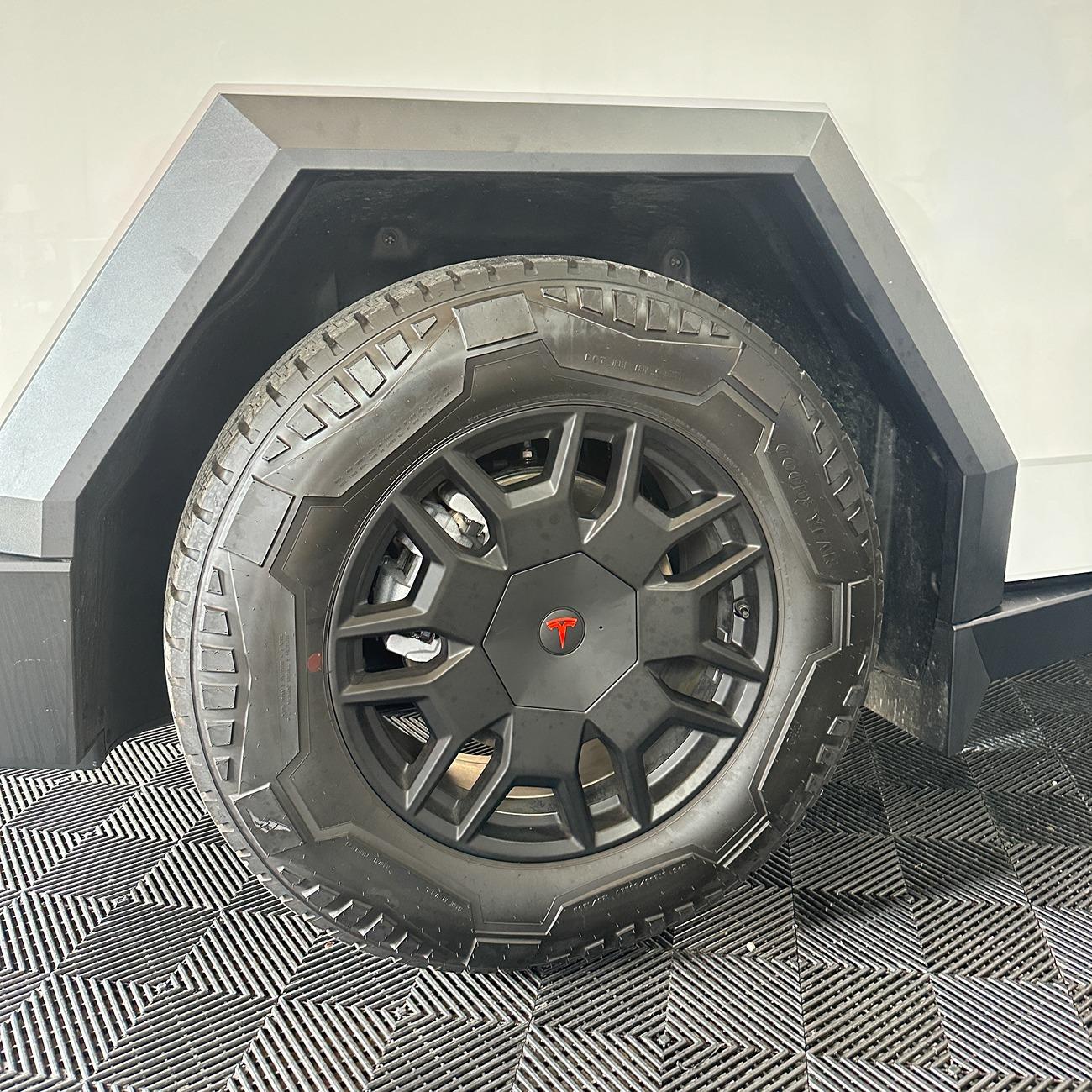 Tesla Cybertruck STEK DynoWhite + TRON look + Hub Covers with red accents (by TESBROS) IMG_4903
